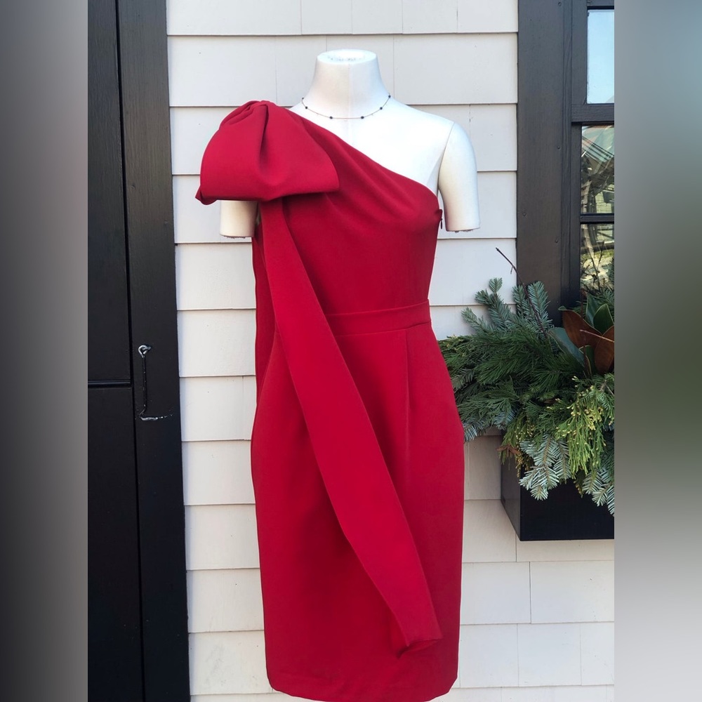Red One Shoulder Bow Dress by POSH Couture